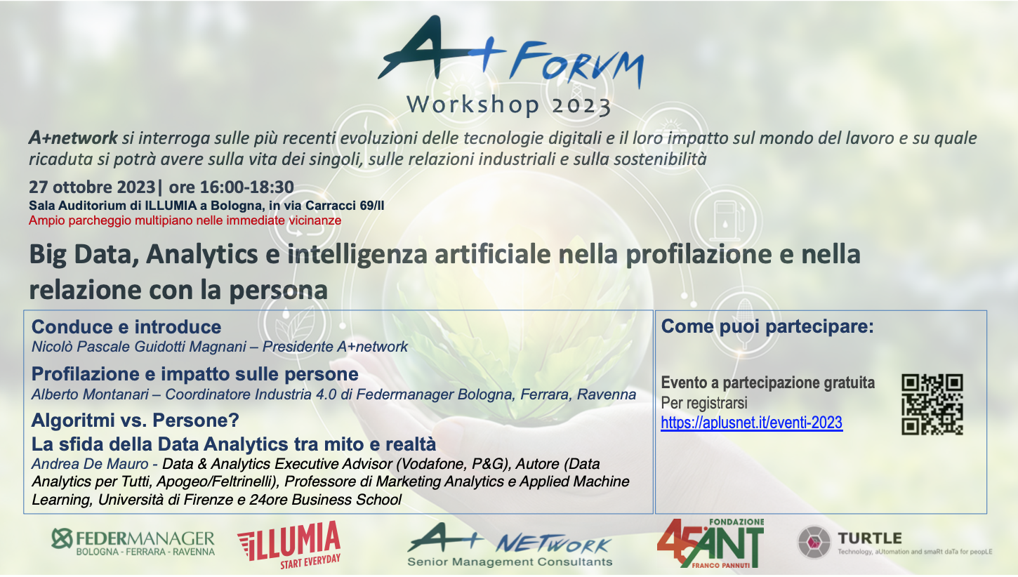 Big Data, Analytics e Intelligenza Artificiale nella Profilazione e nella Relazione con la Persona - 27 ottobre 2023